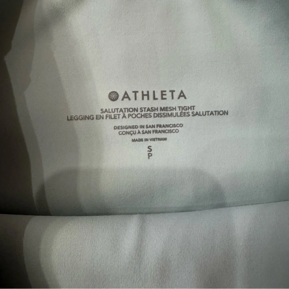 Athleta S SALUTATION STASH HIGH RISE MESH 7/8 TIGHT Small Dawn Blue Exc. Cond. - Picture 5 of 10